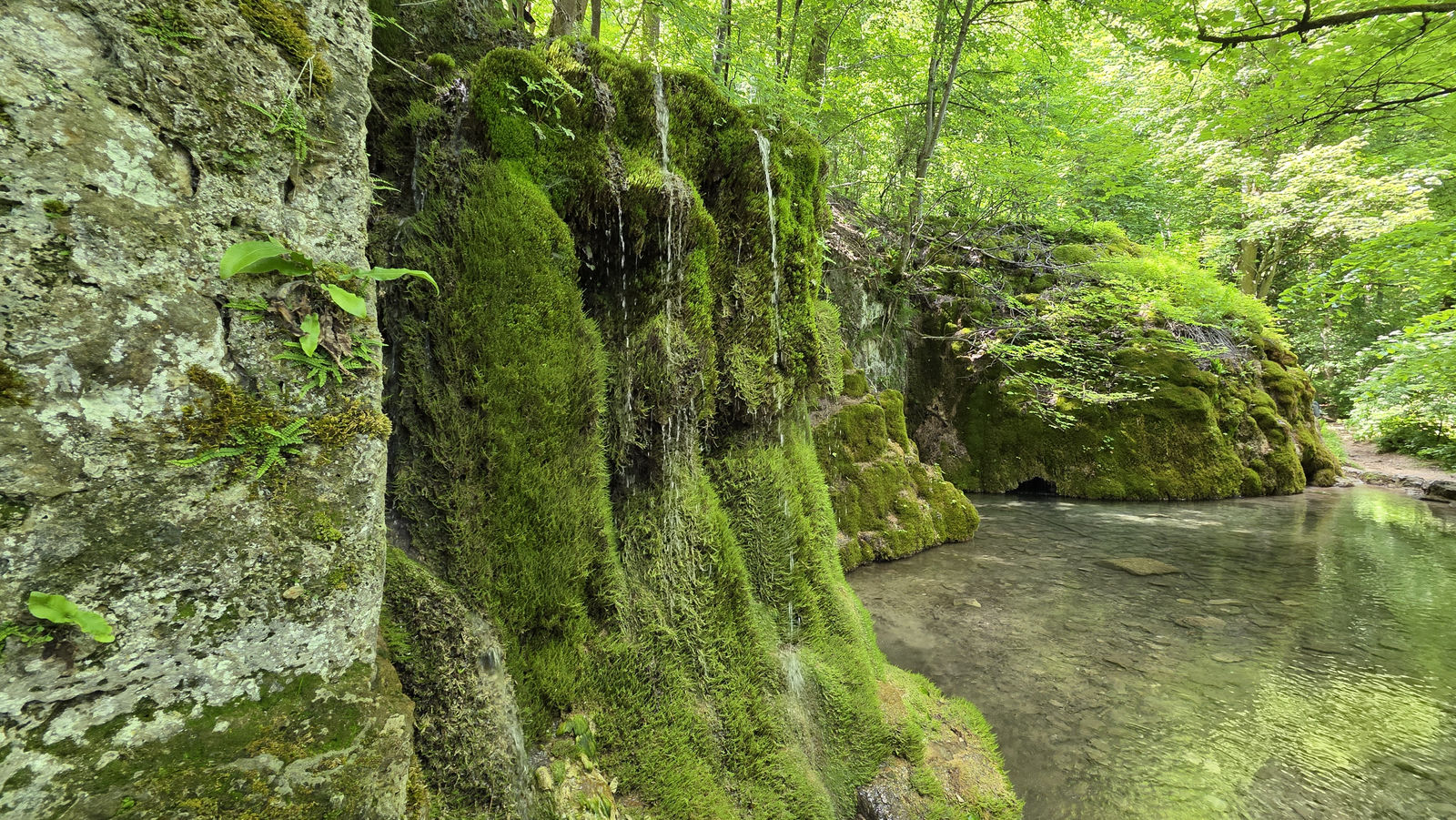 Ruhiger Gütersteiner Wasserfall bei Bad Urach